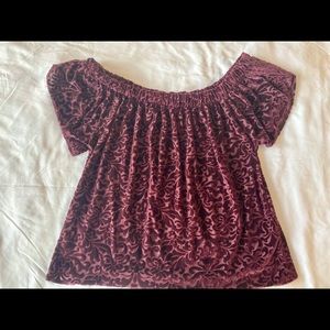 Velvet Off the Shoulder Blouse